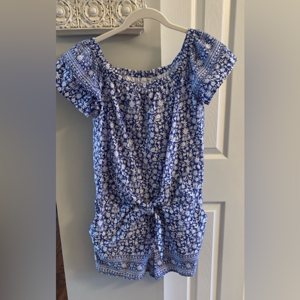 Vineyard Vines Blue Floral Off The Shoulder Romper - M - Picture 5 of 10